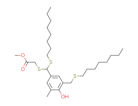 4-<<(methoxycarbonyl)methylthio>(octylthio)methyl>-2-methyl-6-<(octylthio)methyl>phenol