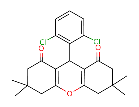 Molecular Structure of 139484-17-6 (9-(2,6-dichlorophenyl)-3,3,6,6-tetramethyl-3,4,5,6,7,9-hexahydro-1H-xanthene-1,8(2H)-dione)