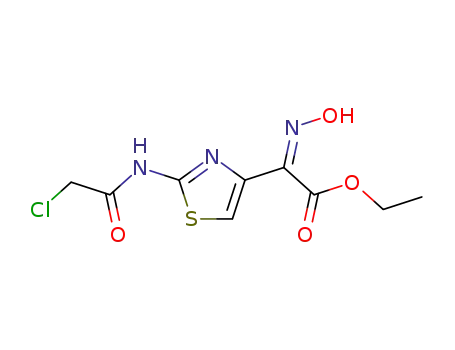 Molecular Structure of 94418-08-3 (4-<(Z)-1-Carbethoxy-1-hydroxyimino>methyl-2-chloroacetamidothiazole)