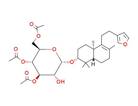 Acetic acid (2R,3R,4R,5R,6S)-3-acetoxy-2-acetoxymethyl-6-[(2R,4aR,8aS)-5-(2-furan-3-yl-ethyl)-1,1,4a,6-tetramethyl-1,2,3,4,4a,7,8,8a-octahydro-naphthalen-2-yloxy]-5-hydroxy-tetrahydro-pyran-4-yl ester