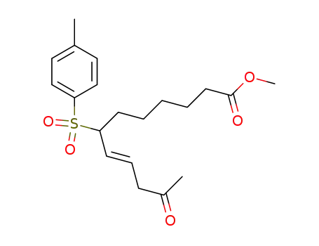 Molecular Structure of 90878-49-2 (8-Dodecenoic acid, 7-[(4-methylphenyl)sulfonyl]-11-oxo-, methyl ester,
(E)-)