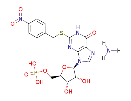 Molecular Structure of 88868-91-1 (5'-Xanthosinic acid, 2-S-[(4-nitrophenyl)methyl]-2-thio-,
monoammonium salt)