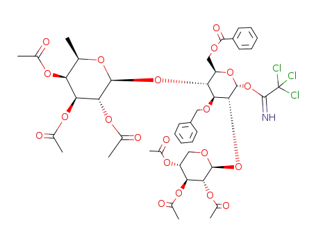 O-(2,3,4-tri-O-acetyl-β-D-fucopyranosyl)-(1->4)-<(2,3,4-tri-O-acetyl-β-D-xylopyranosyl)-(1->2)>-6-O-benzoyl-3-O-benzyl-α-D-glucopyranosyl trichloroacetimidate