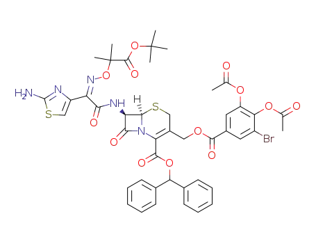 diphenylmethyl 7-<2-(2-aminothiazol-4-yl)-2-<<(Z)-1-(tert-butoxycarbonyl)-1-methylethoxy>imino>acetamido>-3-<<(3-bromo-4,5-diacetoxybenzoyl)oxy>methyl>ceph-3-em-4-carboxylate