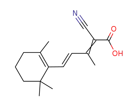 Molecular Structure of 1856-65-1 (2,4-Pentadienoic acid,
2-cyano-3-methyl-5-(2,6,6-trimethyl-1-cyclohexen-1-yl)-)