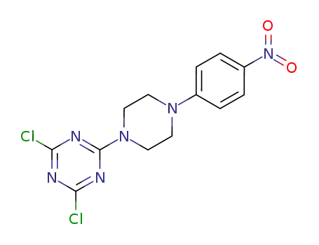 Molecular Structure of 111373-04-7 (2,4-dichloro-6-[4-(4-nitrophenyl)piperazin-1-yl]-1,3,5-triazine)