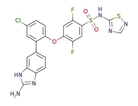 Molecular Structure of 1432913-36-4 (4-(2-(2-amino-1H-benzo[d]imidazol-5-yl)-4-chlorophenoxy)-2,5-difluoro-N-(1,2,4-thiadiazol-5-yl)benzenesulfonamide)