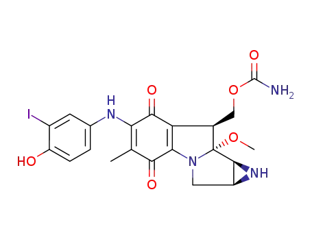 Azirino[2',3':3,4]pyrrolo[1,2-a]indole-4,7-dione,8-[[(aminocarbonyl)oxy]methyl]-1,1a,2,8,8a,8b-hexahydro-6-[(4-hydroxy-3-iodophenyl)amino]-8a-methoxy-5-methyl-,(1aS,8S,8aR,8bS)-