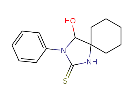 Molecular Structure of 133466-23-6 (1,3-Diazaspiro[4.5]decane-2-thione, 4-hydroxy-3-phenyl-)