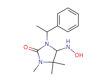 Molecular Structure of 88235-71-6 (2-Imidazolidinone, 5-(hydroxyamino)-3,4,4-trimethyl-1-(1-phenylethyl)-)