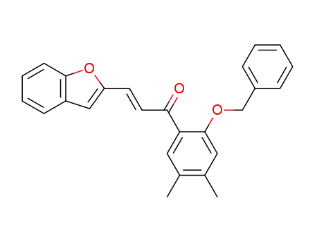 Molecular Structure of 87487-60-3 ((E)-3-Benzofuran-2-yl-1-(2-benzyloxy-4,5-dimethyl-phenyl)-propenone)