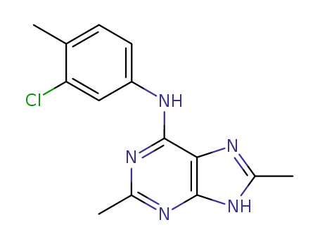 Molecular Structure of 98011-03-1 (1H-Purin-6-amine, N-(3-chloro-4-methylphenyl)-2,8-dimethyl-)
