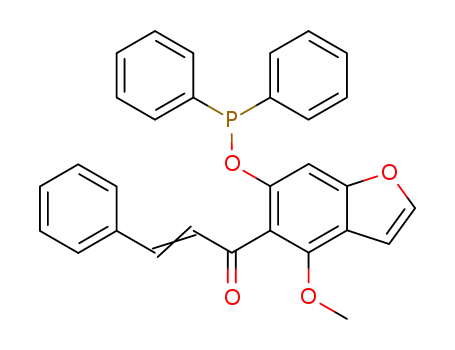 Molecular Structure of 92663-29-1 (Phosphinous acid, diphenyl-,
4-methoxy-5-(1-oxo-3-phenyl-2-propenyl)-6-benzofuranyl ester)