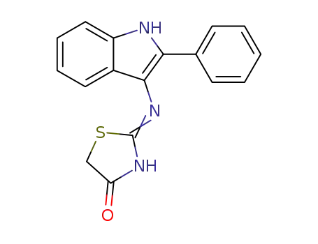Molecular Structure of 126193-46-2 (2-[(2-phenyl-1H-indol-3-yl)amino]-1,3-thiazol-4(5H)-one)
