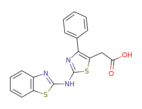 Molecular Structure of 89402-75-5 (5-Thiazoleacetic acid, 2-(2-benzothiazolylamino)-4-phenyl-)