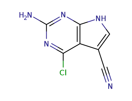 Molecular Structure of 124738-81-4 (2-Amino-4-chloro-7H-pyrrolo[2,3-d]pyrimidine-5-carbonitrile)