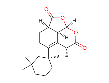 Molecular Structure of 130246-91-2 (Furo[4,3,2-ij][2]benzopyran-2,7-dione,2a,3,4,6,8a,8b-hexahydro-6-methyl-5-[(1S)-1,3,3-trimethylcyclohexyl]-,(2aR,6R,8aS,8bR)-)