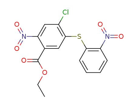 Molecular Structure of 62486-40-2 (Benzoic acid, 4-chloro-2-nitro-5-[(2-nitrophenyl)thio]-, ethyl ester)