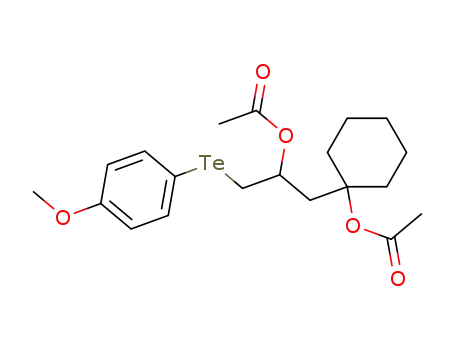 Molecular Structure of 113345-12-3 (Cyclohexaneethanol, 1-(acetyloxy)-a-[[(4-methoxyphenyl)telluro]methyl]-,
acetate)