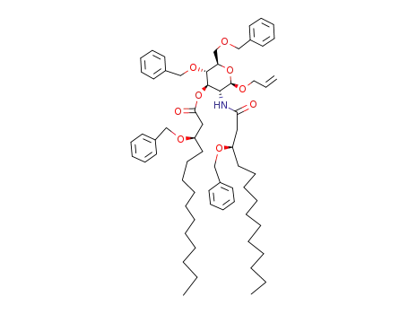 Molecular Structure of 93390-33-1 ((R)-3-Benzyloxy-tetradecanoic acid (2R,3R,4R,5S,6R)-2-allyloxy-5-benzyloxy-6-benzyloxymethyl-3-((R)-3-benzyloxy-tetradecanoylamino)-tetrahydro-pyran-4-yl ester)