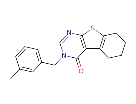 Molecular Structure of 146071-01-4 (3-(3-Methyl-benzyl)-5,6,7,8-tetrahydro-3H-benzo[4,5]thieno[2,3-d]pyrimidin-4-one)