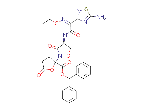 benzhydryl 2-<(4S)-4-<2-(5-amino-1,2,4-thiadiazol-3-yl)-(Z)-2-(ethoxyimino)acetylamino>-3-oxo-2-isoxazolidinyl>-5-oxo-2-tetrahydrofurancarboxylate