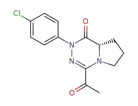 Molecular Structure of 139456-23-8 (Pyrrolo[1,2-d][1,2,4]triazin-1(2H)-one,
4-acetyl-2-(4-chlorophenyl)-6,7,8,8a-tetrahydro-, (S)-)