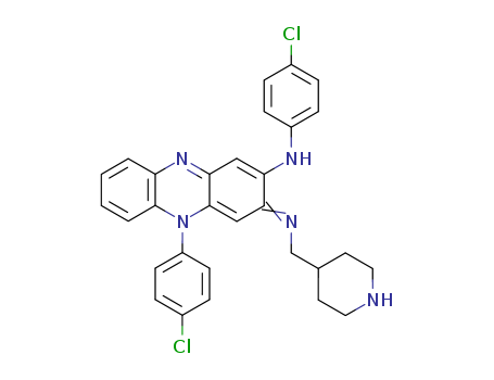 Molecular Structure of 111436-12-5 (2-Phenazinamine,N,5-bis(4-chlorophenyl)-3,5-dihydro-3-[(4-piperidinylmethyl)imino]-)