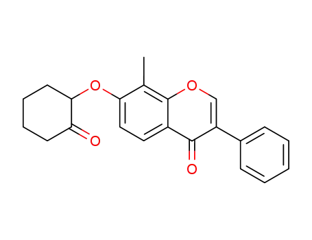 Molecular Structure of 141942-35-0 (4H-1-Benzopyran-4-one, 8-methyl-7-[(2-oxocyclohexyl)oxy]-3-phenyl-)