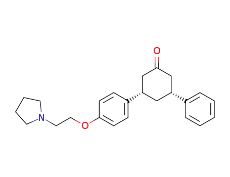 Molecular Structure of 88362-83-8 (Cyclohexanone, 3-phenyl-5-[4-[2-(1-pyrrolidinyl)ethoxy]phenyl]-, cis-)