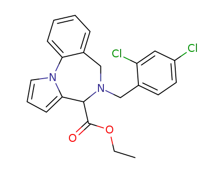 Molecular Structure of 133588-62-2 (5-(2,4-Dichloro-benzyl)-5,6-dihydro-4H-benzo[f]pyrrolo[1,2-a][1,4]diazepine-4-carboxylic acid ethyl ester)