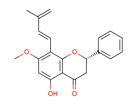 Molecular Structure of 138590-94-0 (4H-1-Benzopyran-4-one,2,3-dihydro-5-hydroxy-7-methoxy-8-[(1E)-3-methyl-1,3-butadien-1-yl]-2-phenyl-,(2S)-)