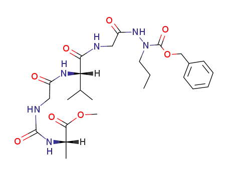 Molecular Structure of 112383-01-4 (Glycine,
N-[N-[N-[[(2-methoxy-1-methyl-2-oxoethyl)amino]carbonyl]glycyl]-L-valyl]-
, 2-[(phenylmethoxy)carbonyl]-2-propylhydrazide, (S)-)