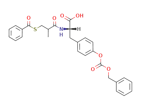 Molecular Structure of 72634-62-9 (N-(S-benzoyl-3-mercapto-2-methylpropanoyl)-O-benzyloxycarbonyl-L-tyrosine)