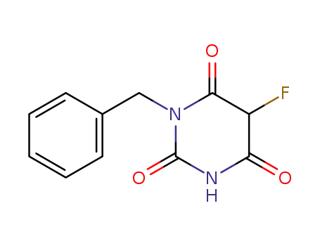 Molecular Structure of 93075-28-6 (2,4,6(1H,3H,5H)-Pyrimidinetrione, 5-fluoro-1-(phenylmethyl)-)