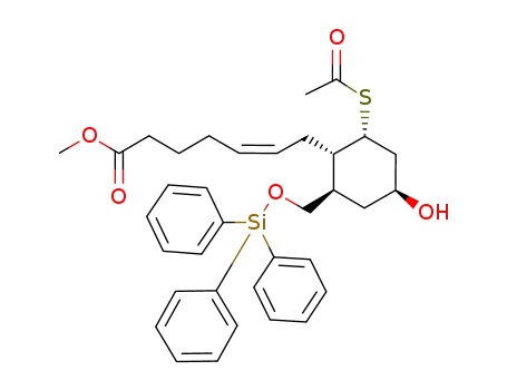(Z)-7-((1S,2R,4S,6R)-2-Acetylsulfanyl-4-hydroxy-6-triphenylsilanyloxymethyl-cyclohexyl)-hept-5-enoic acid methyl ester