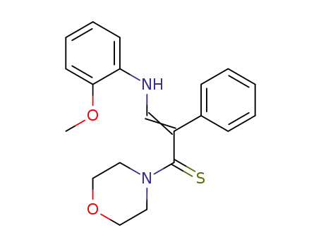 Molecular Structure of 88743-54-8 (Morpholine,
4-[3-[(2-methoxyphenyl)amino]-2-phenyl-1-thioxo-2-propenyl]-)