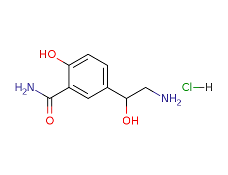 Molecular Structure of 32780-65-7 (Benzamide, 5-(2-amino-1-hydroxyethyl)-2-hydroxy-, monohydrochloride)