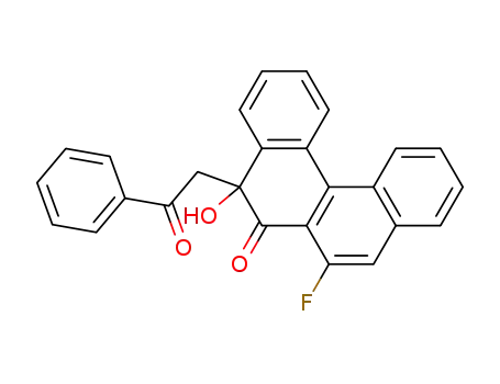 Molecular Structure of 131273-80-8 (7-Fluoro-5-hydroxy-5-(2-oxo-2-phenyl-ethyl)-5H-benzo[c]phenanthren-6-one)