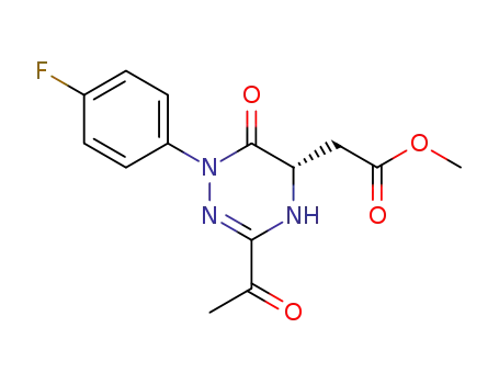 1,2,4-Triazine-5-acetic acid,
3-acetyl-1-(4-fluorophenyl)-1,2,5,6-tetrahydro-6-oxo-, methyl ester, (S)-