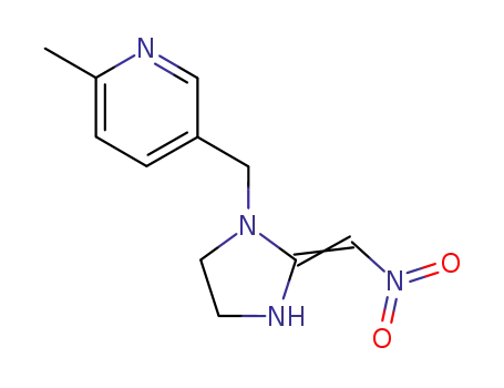 Molecular Structure of 101990-37-8 (2-methyl-5-{[(2Z)-2-(nitromethylidene)imidazolidin-1-yl]methyl}pyridine)