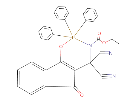 ethyl 4,4-dicyano-2,2,4,5-tetrahydro-5-oxo-2,2,2-triphenyl-indeno<2,1-e>-1,3,2-oxazaphosphorine-(2H)-carboxylate