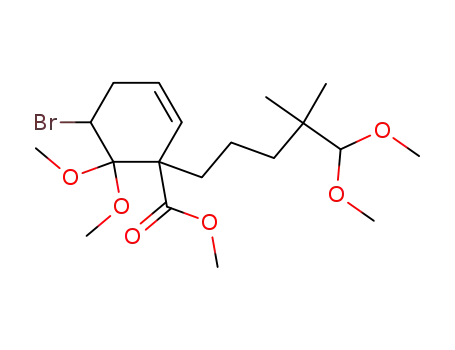 2-Cyclohexene-1-carboxylic acid,
5-bromo-1-(5,5-dimethoxy-4,4-dimethylpentyl)-6,6-dimethoxy-, methyl
ester, cis-