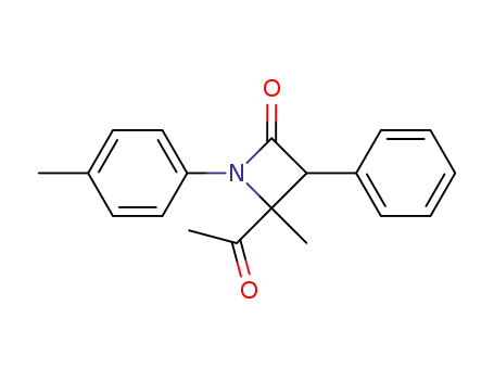 Molecular Structure of 84197-65-9 (2-Azetidinone, 4-acetyl-4-methyl-1-(4-methylphenyl)-3-phenyl-)