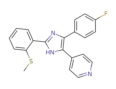 Molecular Structure of 162580-97-4 (4-(4-Fluorophenyl)-2-(2-methylthiophenyl)-5-(pyridin-4-yl)-1H-imidazole)