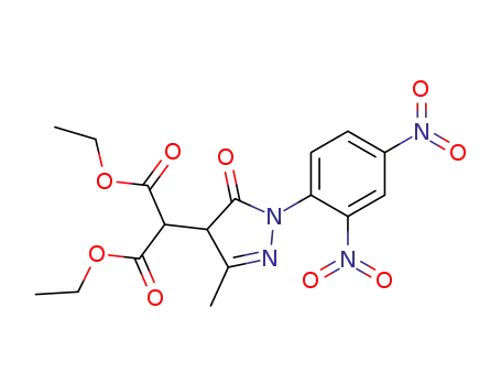 Molecular Structure of 89862-37-3 (Propanedioic acid,
[1-(2,4-dinitrophenyl)-4,5-dihydro-3-methyl-5-oxo-1H-pyrazol-4-yl]-,
diethyl ester)