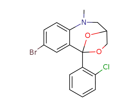 Molecular Structure of 103380-07-0 (9b-(2'-chlorophenyl)-2,3,5,6,7,9b-hexahydro-8-bromo-5-methylbenzo(6,7)-4,1-oxazepine-(3,5)-oxolan)
