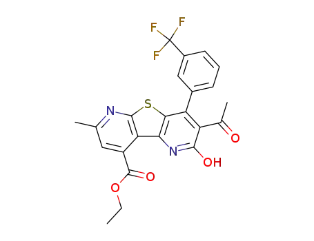 3-Acetyl-2-hydroxy-7-methyl-4-(3-trifluoromethyl-phenyl)-thieno[2,3-b;4,5-b']dipyridine-9-carboxylic acid ethyl ester