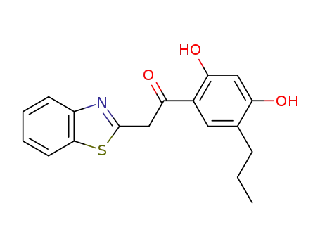 Molecular Structure of 136506-90-6 (2-(benzo[d]thiazol-2-yl)-1-(2,4-dihydroxy-5-propylphenyl)ethan-1-one)