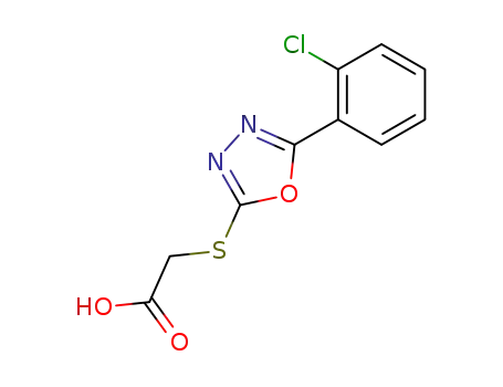 Molecular Structure of 485334-66-5 ([5-(2-CHLORO-PHENYL)-[1,3,4]OXADIAZOL-2-YLSULFANYL]-ACETIC ACID)